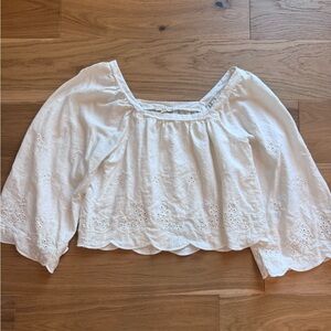 Christian Siriano Cream Eyelet Blouse